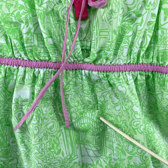 LILLY PULITZER Dress S JUBILEE Babydoll Sundress Mini Shirred Sleeveless Green - Picture 12 of 13
